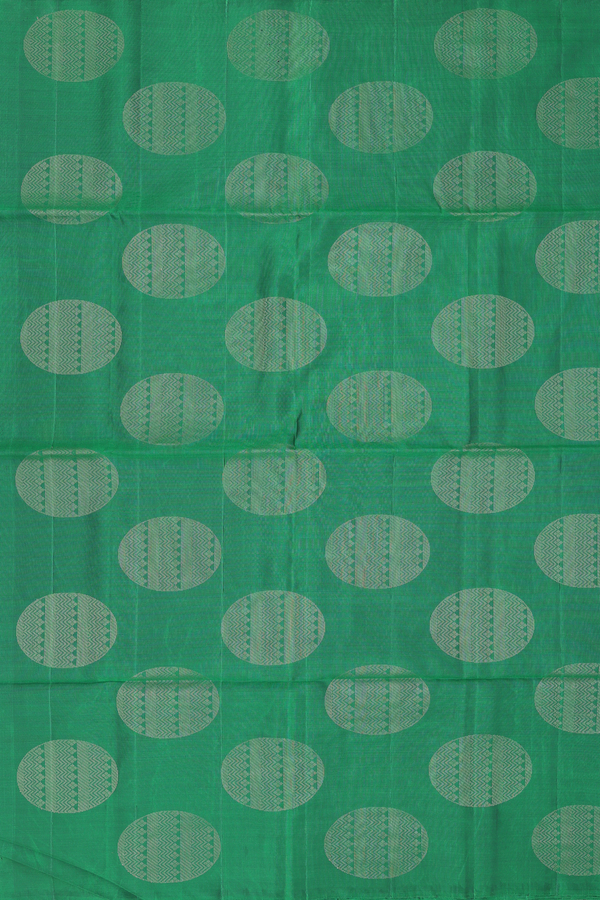Soft Silk Saree In Emerald Green With Brocade Design