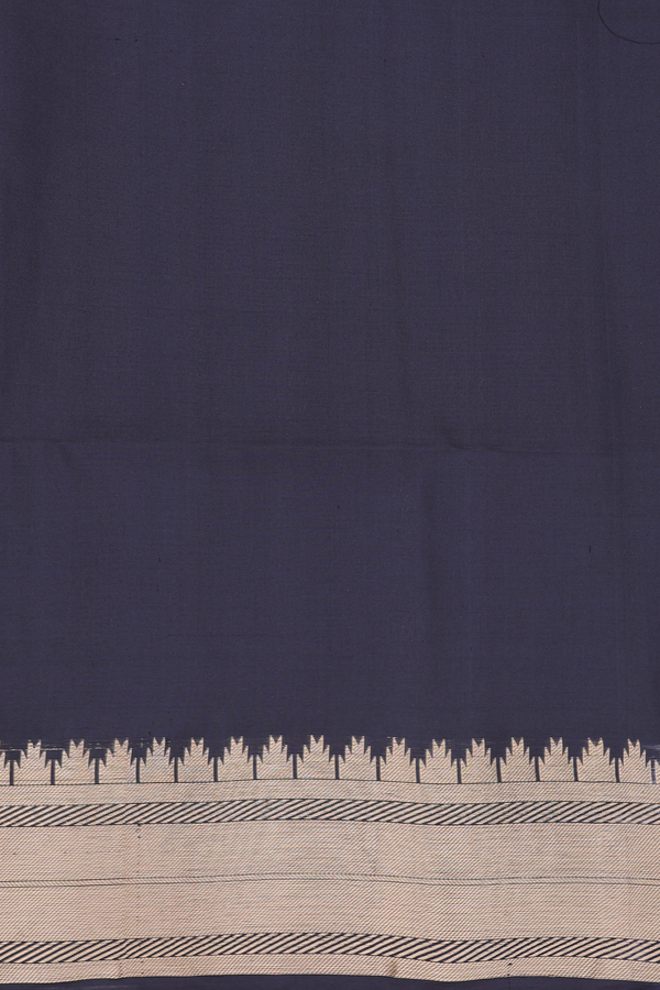 Soft Silk Saree In Black With Temple Buttas