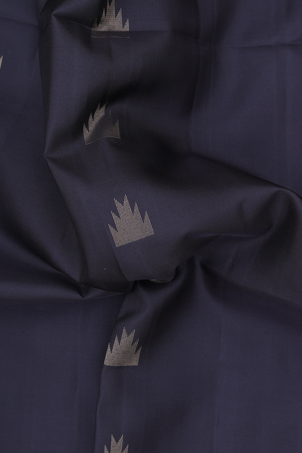 Soft Silk Saree In Black With Temple Buttas