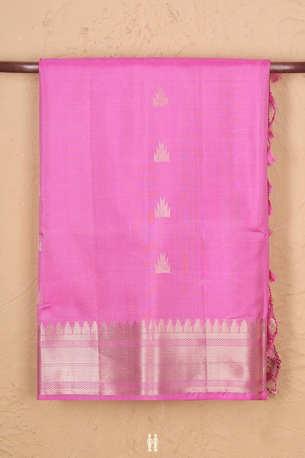 Soft Silk Saree In Pink With Temple Buttas