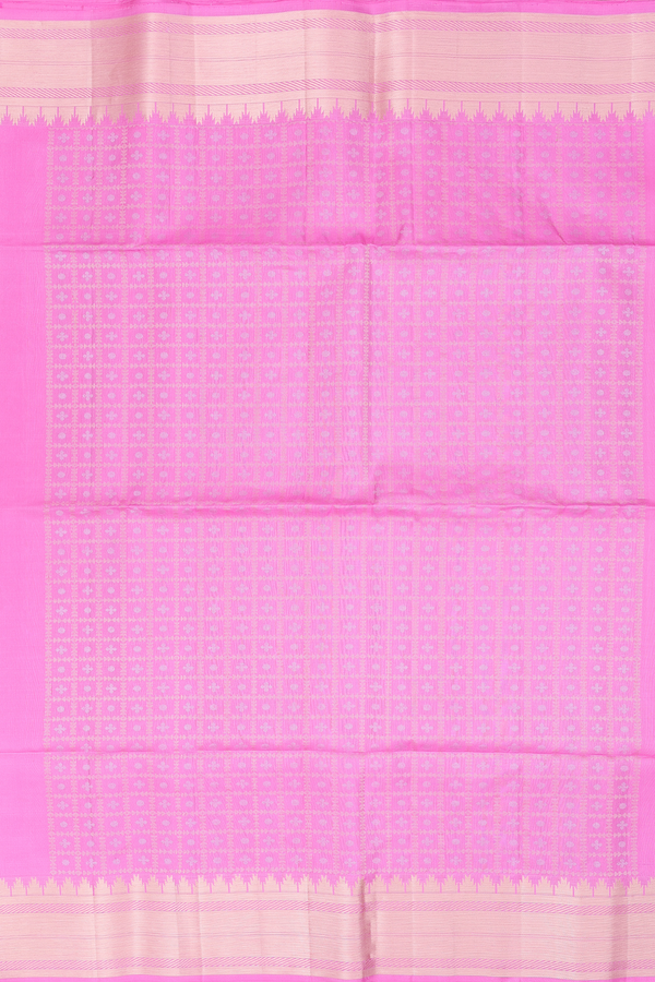Soft Silk Saree In Pink With Temple Buttas