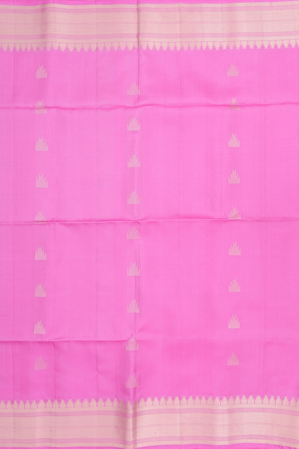 Soft Silk Saree In Pink With Temple Buttas