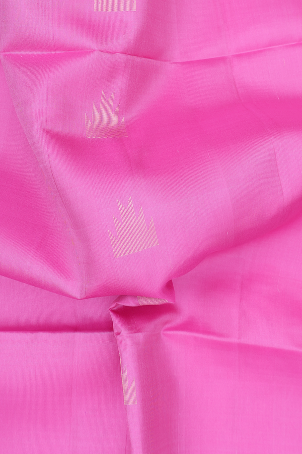 Soft Silk Saree In Pink With Temple Buttas