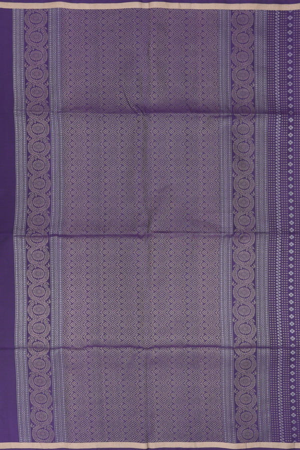 Soft Silk Saree In Deep Purple With Stripes Design
