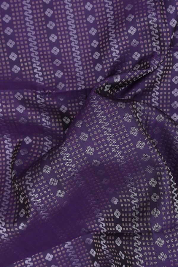 Soft Silk Saree In Deep Purple With Stripes Design