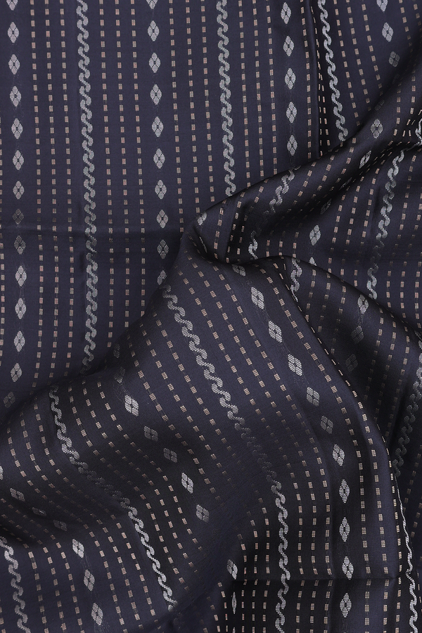 Soft Silk Saree In Black With Stripes Design