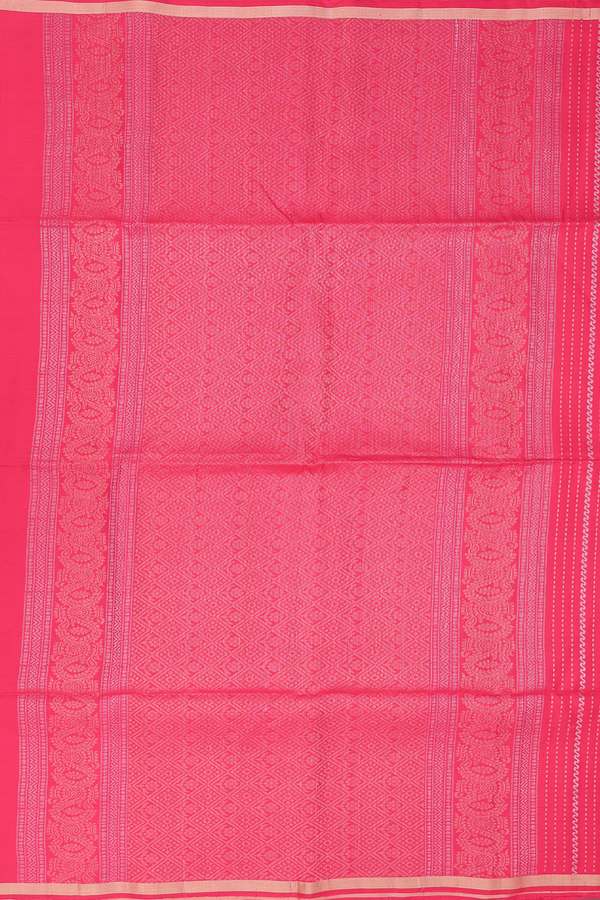 Soft Silk Saree In Scarlet Red With Stripes Design
