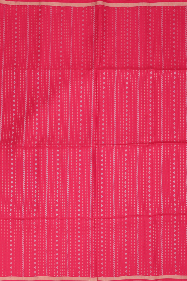 Soft Silk Saree In Scarlet Red With Stripes Design