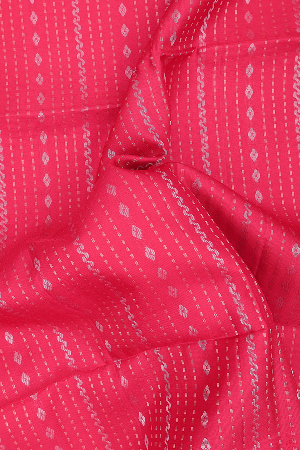 Soft Silk Saree In Scarlet Red With Stripes Design