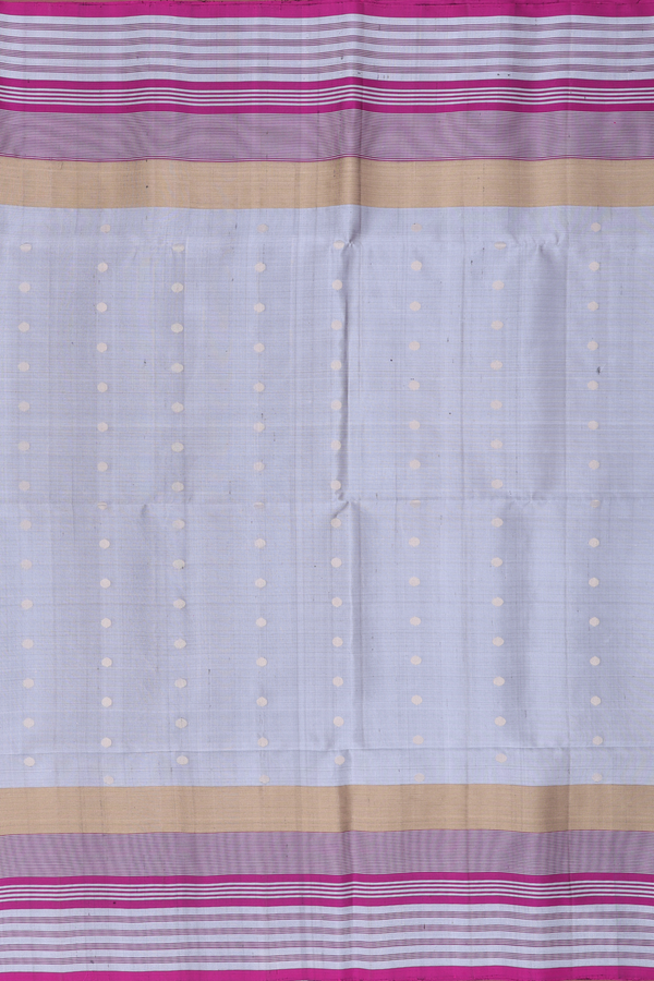 Soft Silk Saree In Grey With Polka Buttas