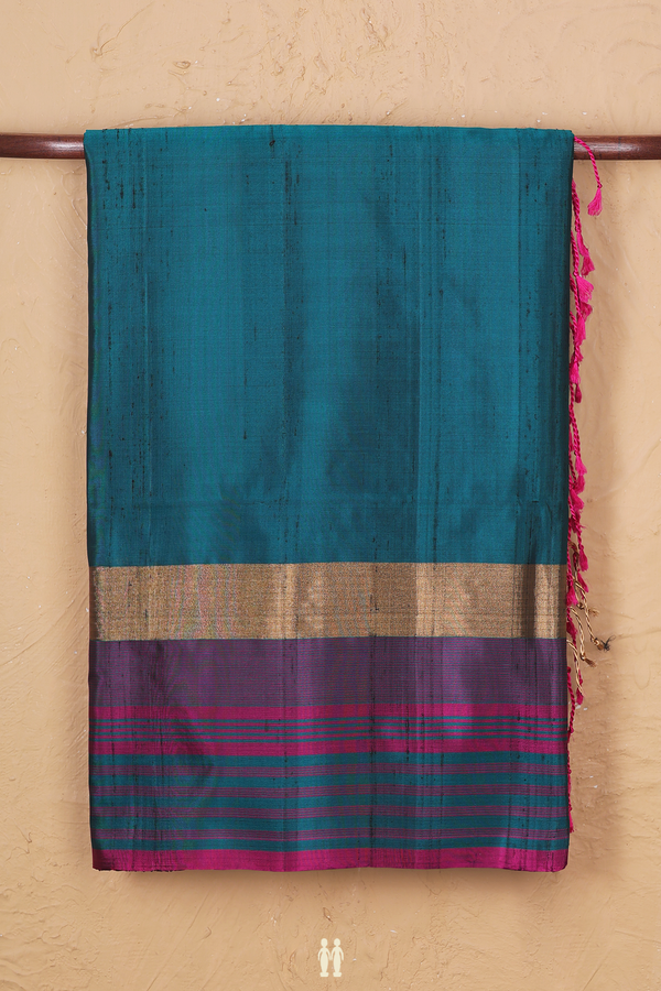 Soft Silk Saree In Plain Green With Contrast Border