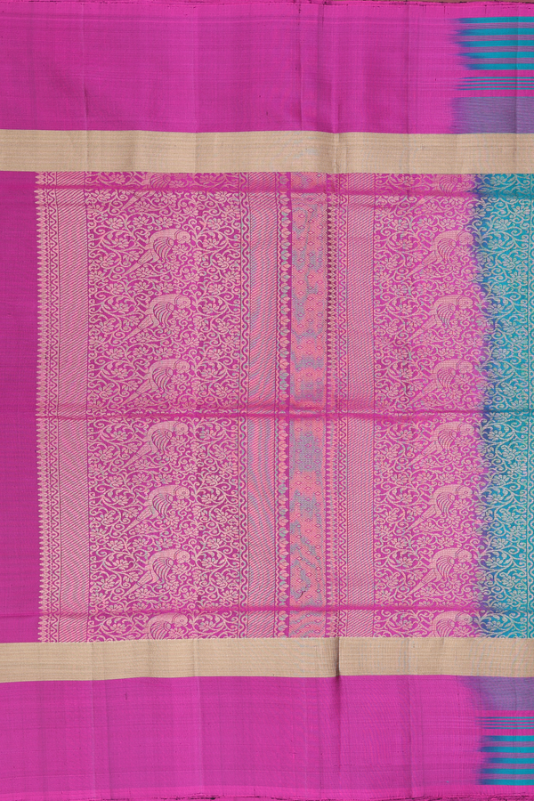 Soft Silk Saree In Plain Green With Contrast Border