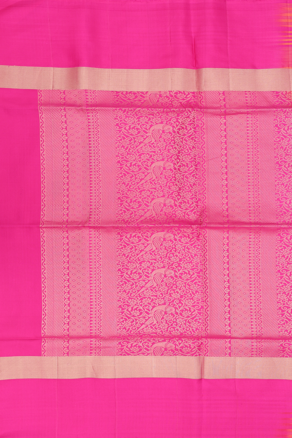 Soft Silk Saree In Coral Pink With Zari Motifs