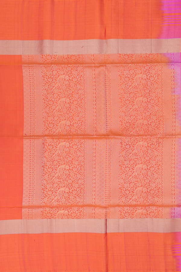 Soft Silk Saree In Pink And Purple With Stripes Design