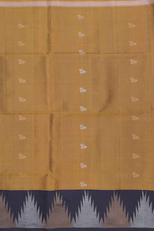 Soft Silk Saree In Golden Brown With Zari Buttas