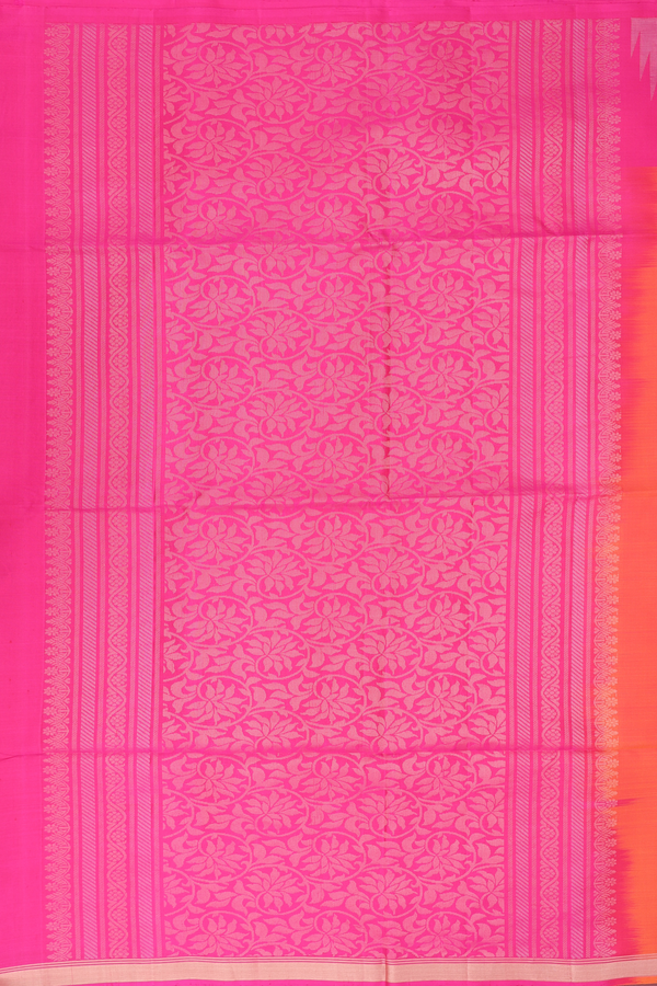 Soft Silk Saree In Royal Orange With Leaf Buttas