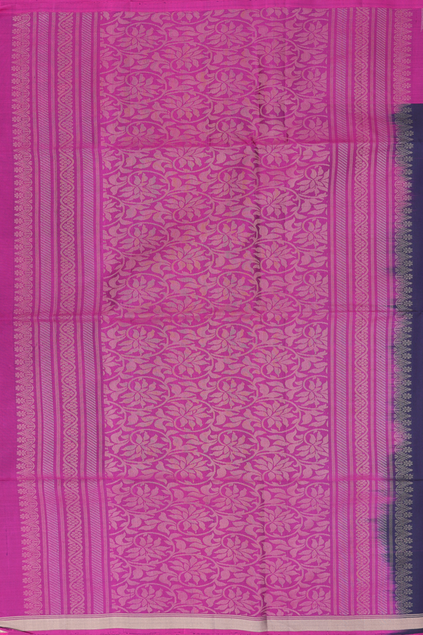 Soft Silk Saree In Midnight Blue With Leaf Buttas