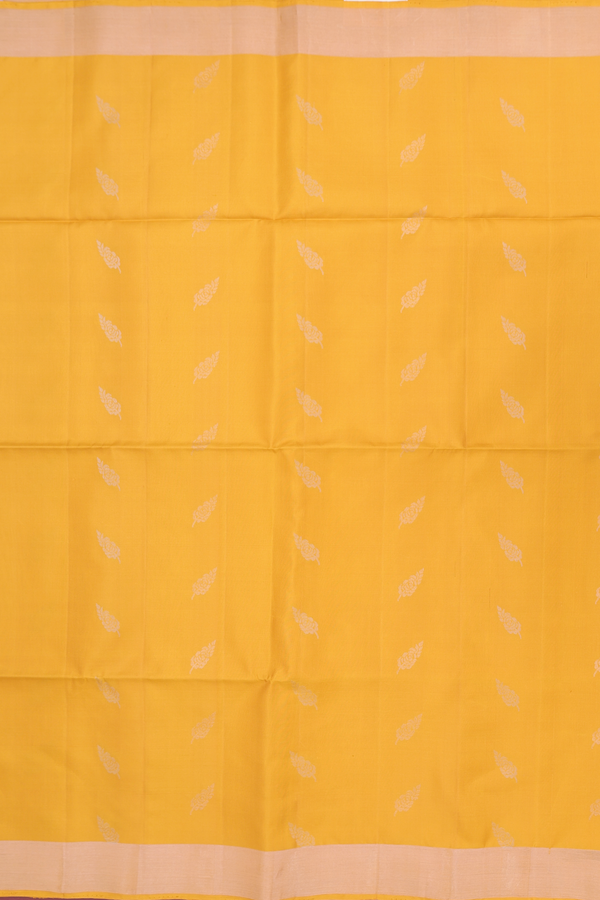 Soft Silk Saree In Golden Yellow With Zari Buttas