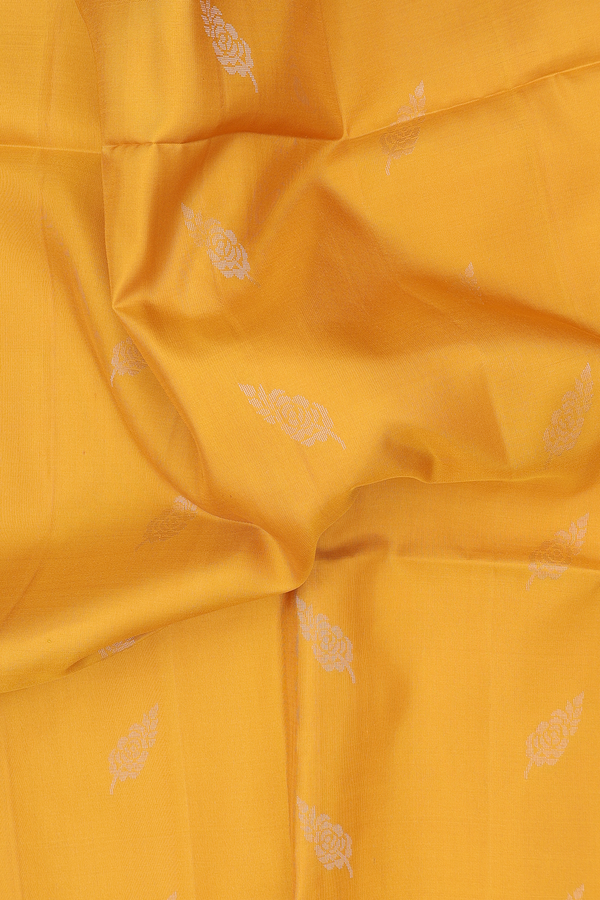 Soft Silk Saree In Golden Yellow With Zari Buttas