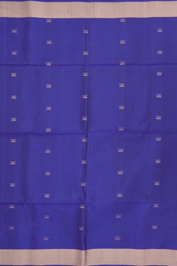 Soft Silk Saree In Royal Blue With Zari Buttas