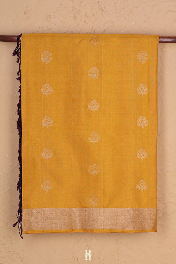 Soft Silk Saree In Yellow With Zari Buttas