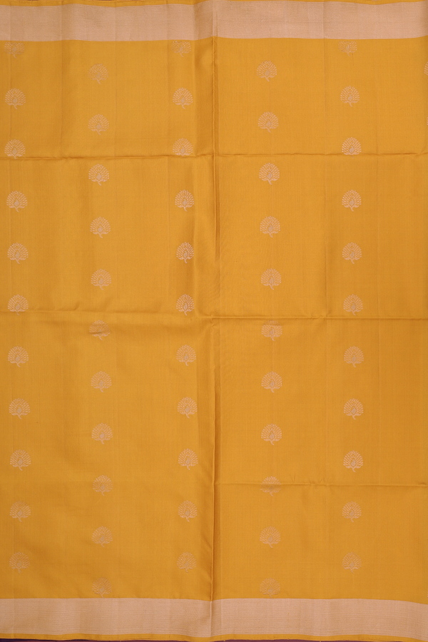 Soft Silk Saree In Yellow With Zari Buttas