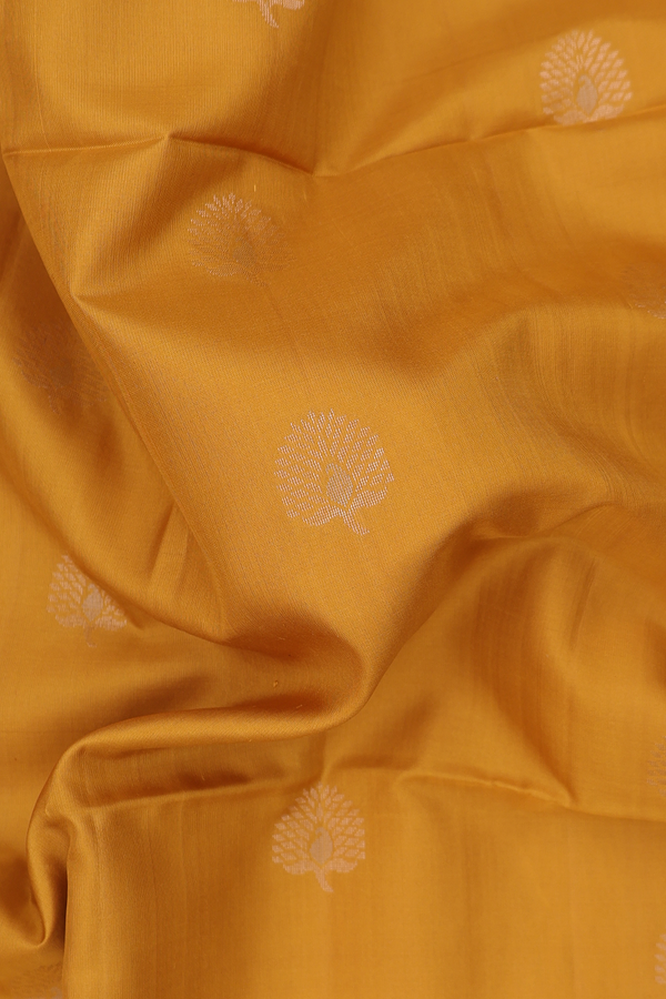 Soft Silk Saree In Yellow With Zari Buttas