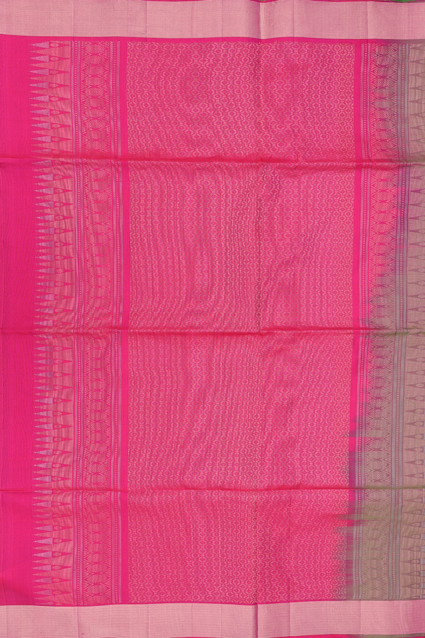 Soft Silk Saree In Fern Green With Zari Buttas