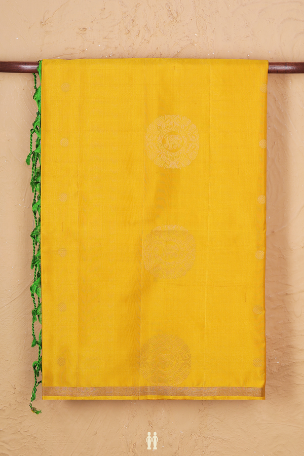Soft Silk Saree In Yellow With Zari Motifs