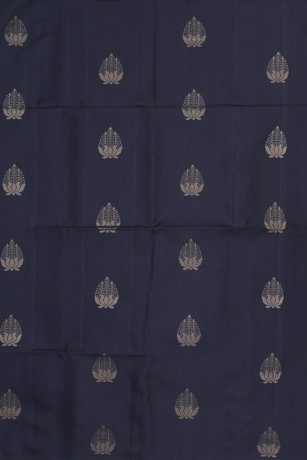 Soft Silk Saree In Black With Floral Motifs