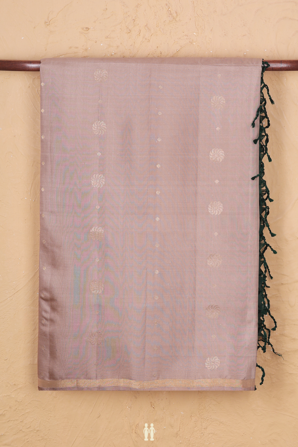 Soft Silk Saree In Brown With Zari Buttas