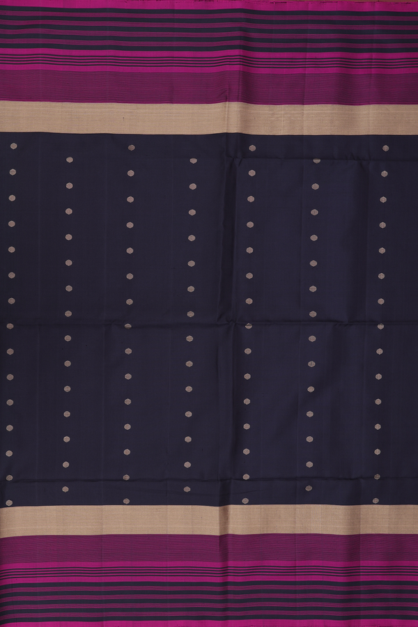 Soft Silk Saree In Black With Polka Buttas