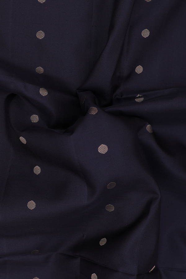 Soft Silk Saree In Black With Polka Buttas