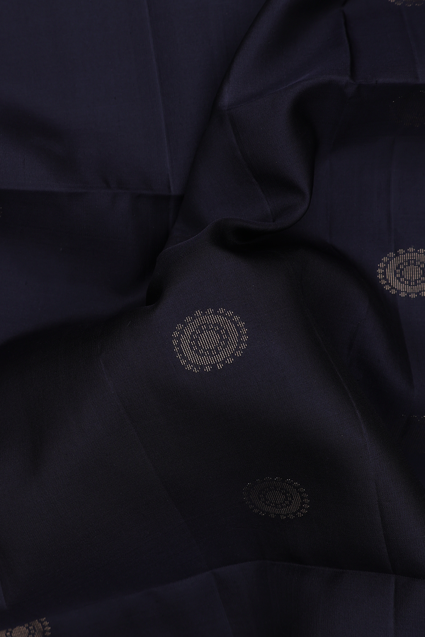 Soft Silk Saree In Black With Chakram Buttas