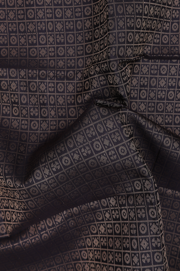 Soft Silk Saree In Black With Checks Design