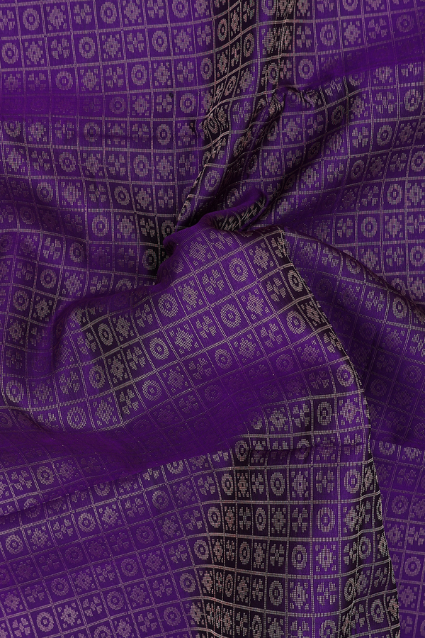 Soft Silk Saree In Royal Blue With Checks Design