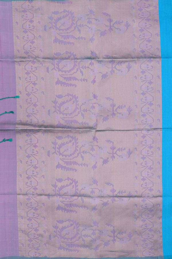 Raw Silk Saree In Cerulean Blue With Floral Buttas