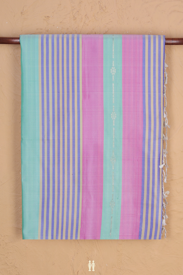 Soft Silk Saree In Multicolor With Stripes Design