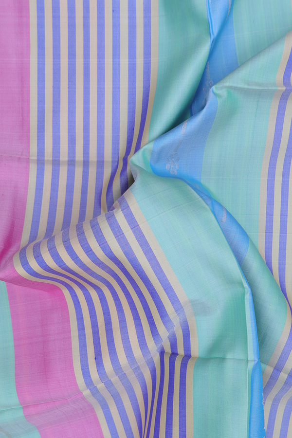 Soft Silk Saree In Multicolor With Stripes Design