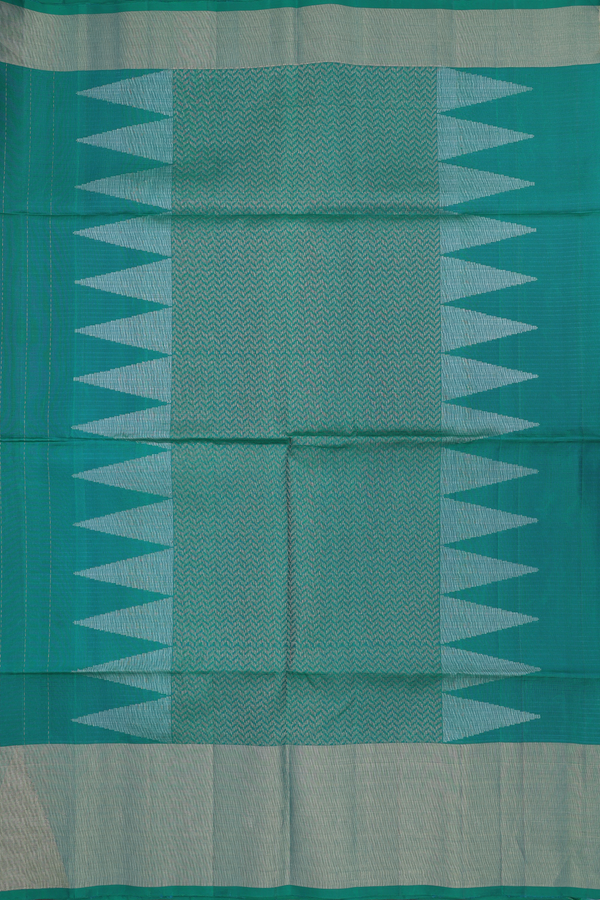 Soft Silk Saree In Green With Stripes Design