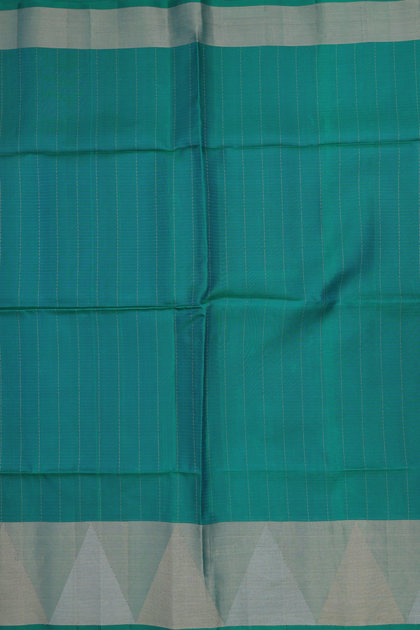 Soft Silk Saree In Green With Stripes Design
