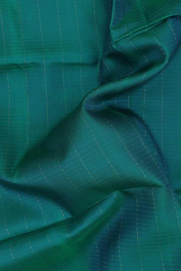 Soft Silk Saree In Green With Stripes Design