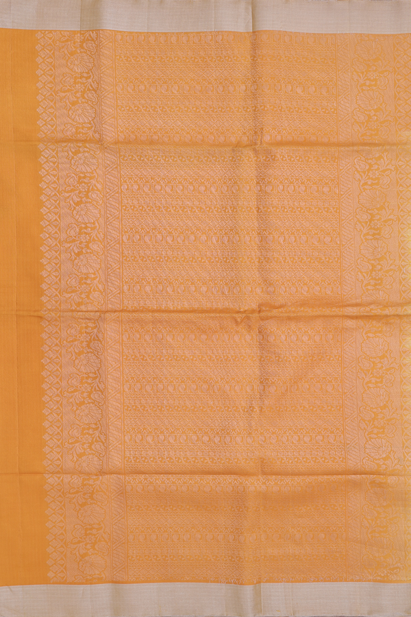 Soft Silk Saree In Yellow With Paisley Buttas