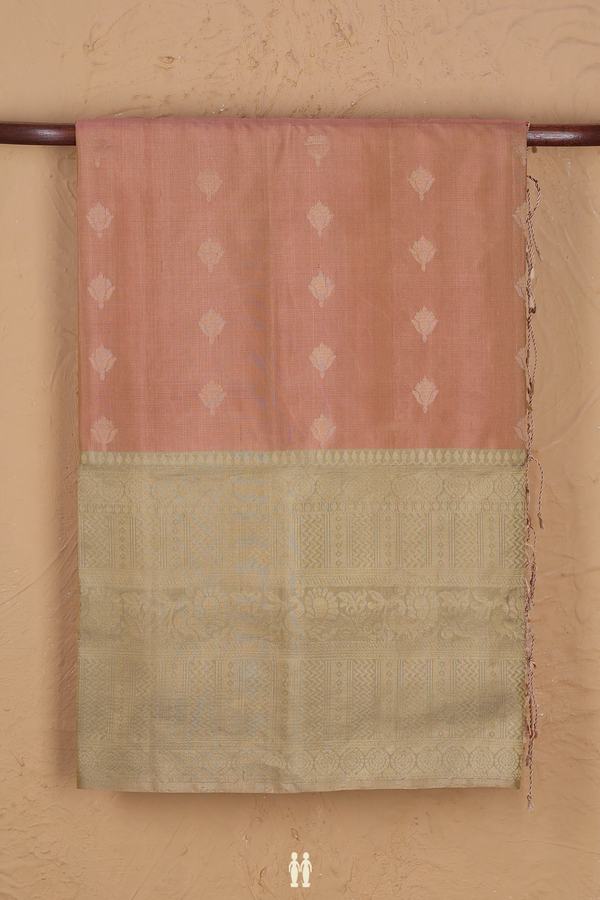 Soft Silk Saree In Dusty Rose With Floral Buttas