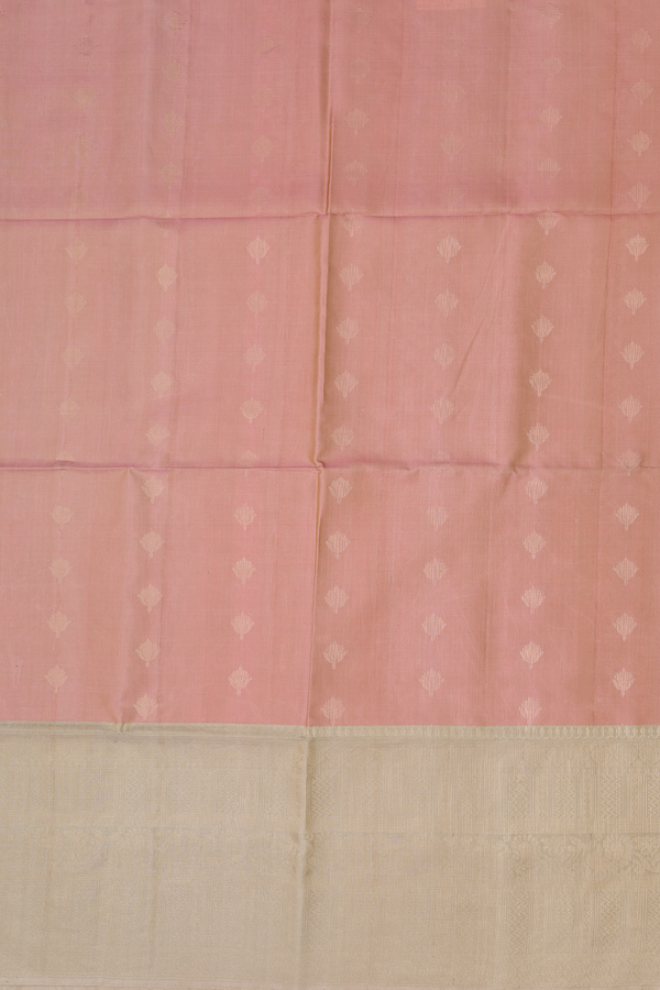 Soft Silk Saree In Dusty Rose With Floral Buttas