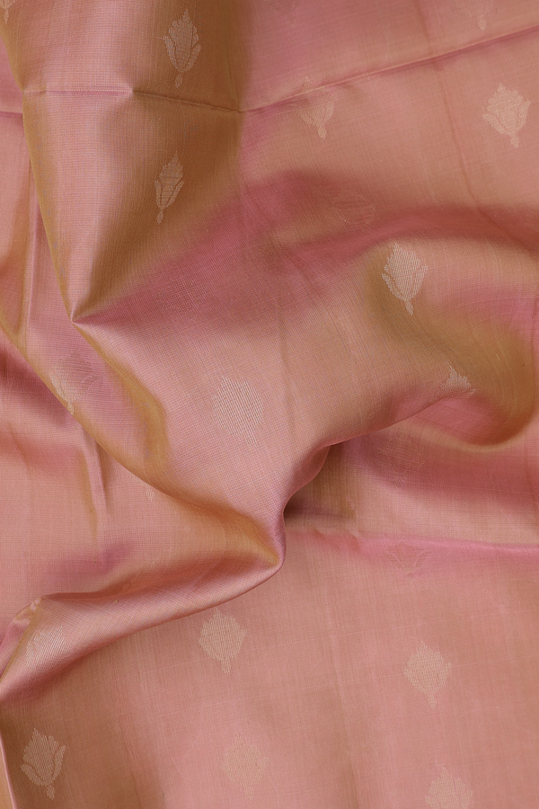 Soft Silk Saree In Dusty Rose With Floral Buttas