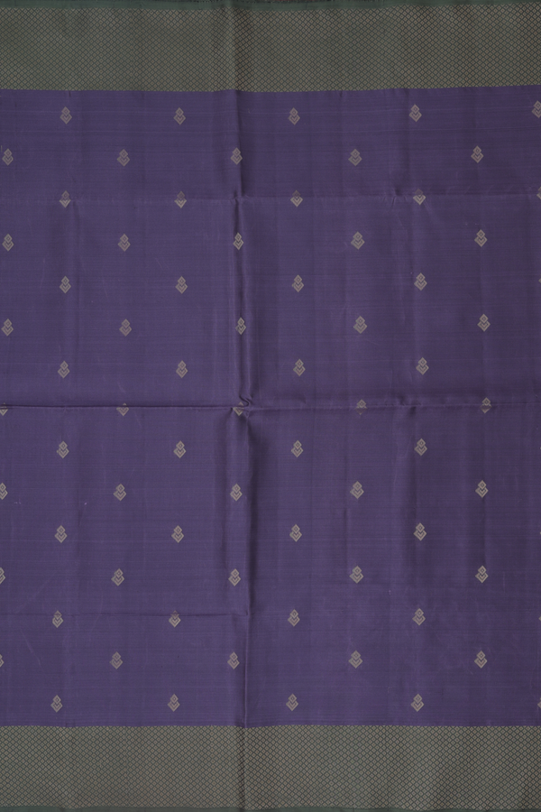 Soft Silk Saree In Dark Grey With Zari Buttas