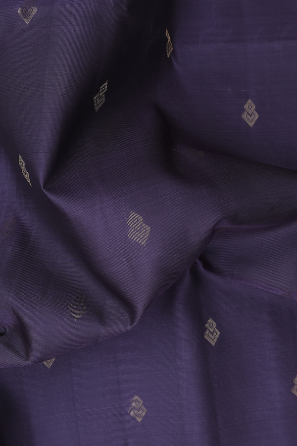 Soft Silk Saree In Dark Grey With Zari Buttas