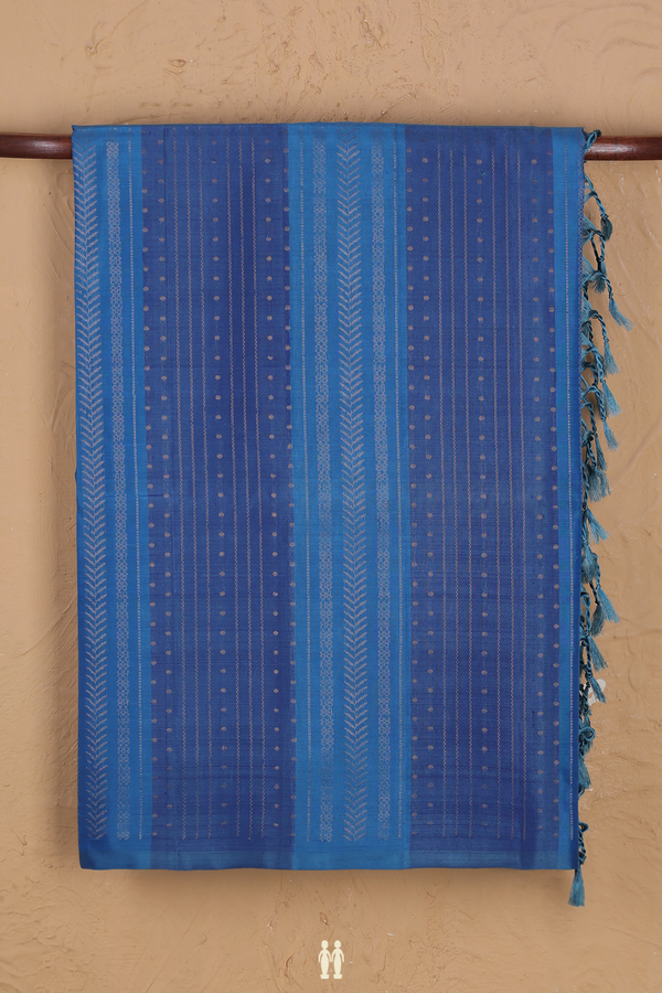 Soft Silk Saree In Shades Of Blue With Stripes Design