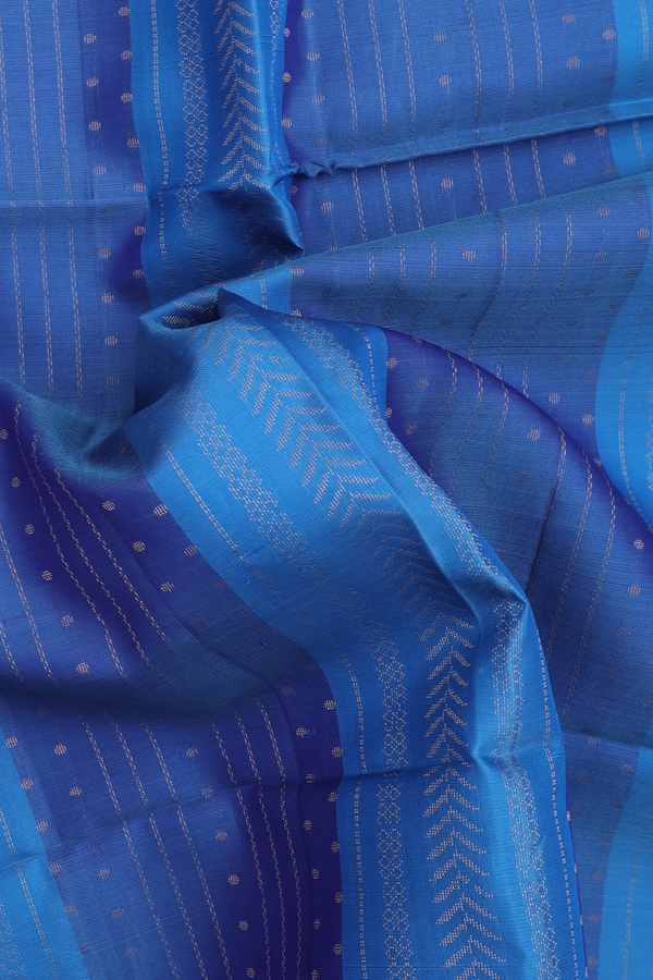 Soft Silk Saree In Shades Of Blue With Stripes Design